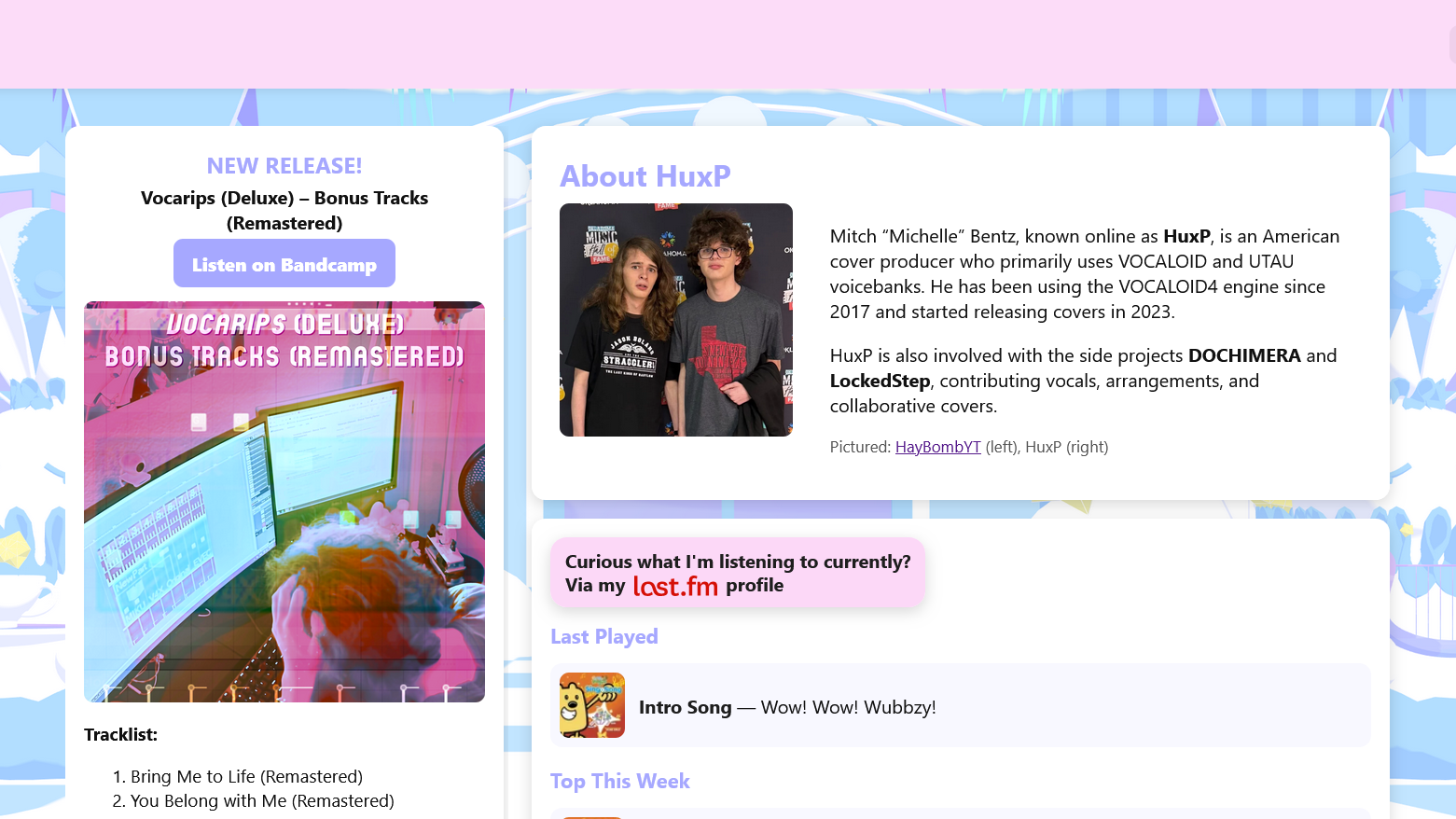 Screenshot of the HuxP website